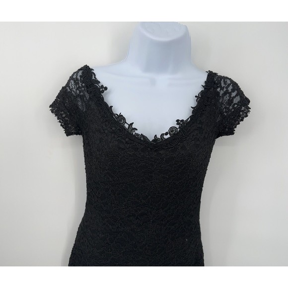 Susan Roselli for Vijack Black Sequin Lace  New Years Party Vintage Dress 7-8 - Picture 3 of 16